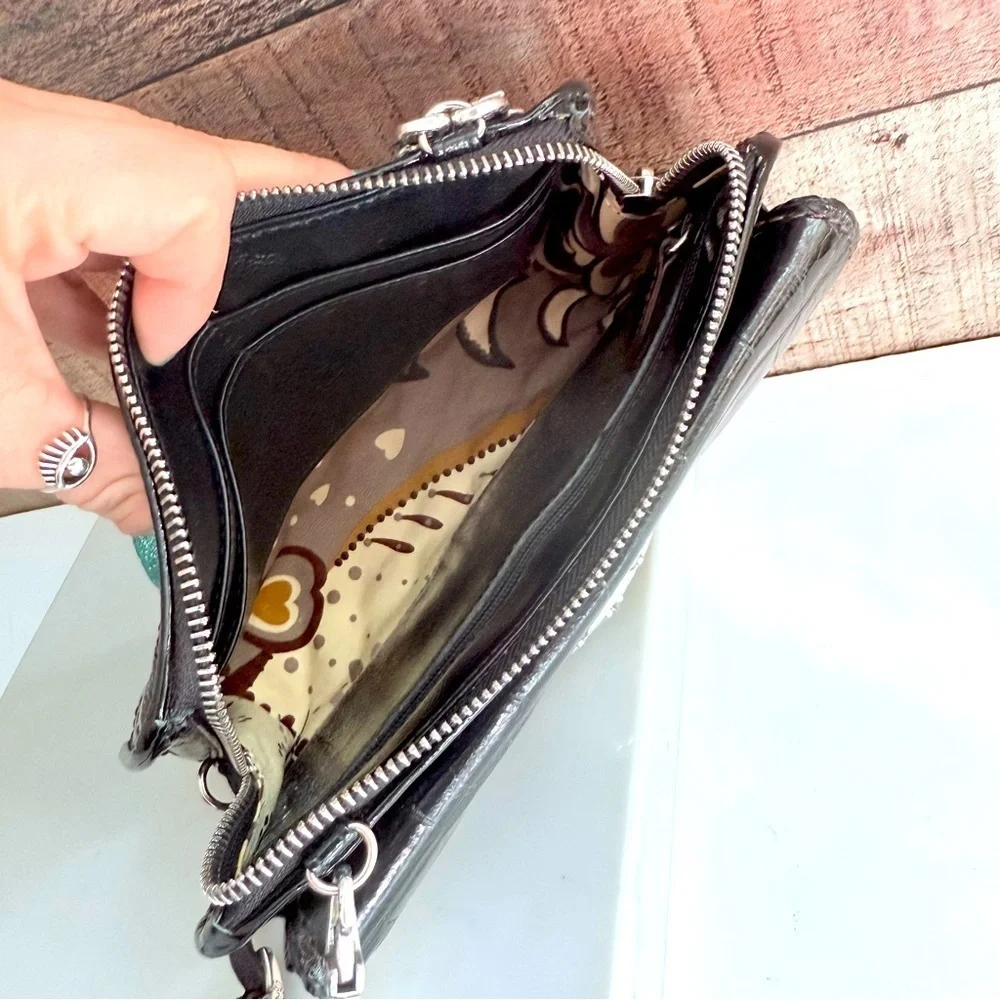 Brighton Black Quilted Croc Leather Fifth Ave Shine Organizer